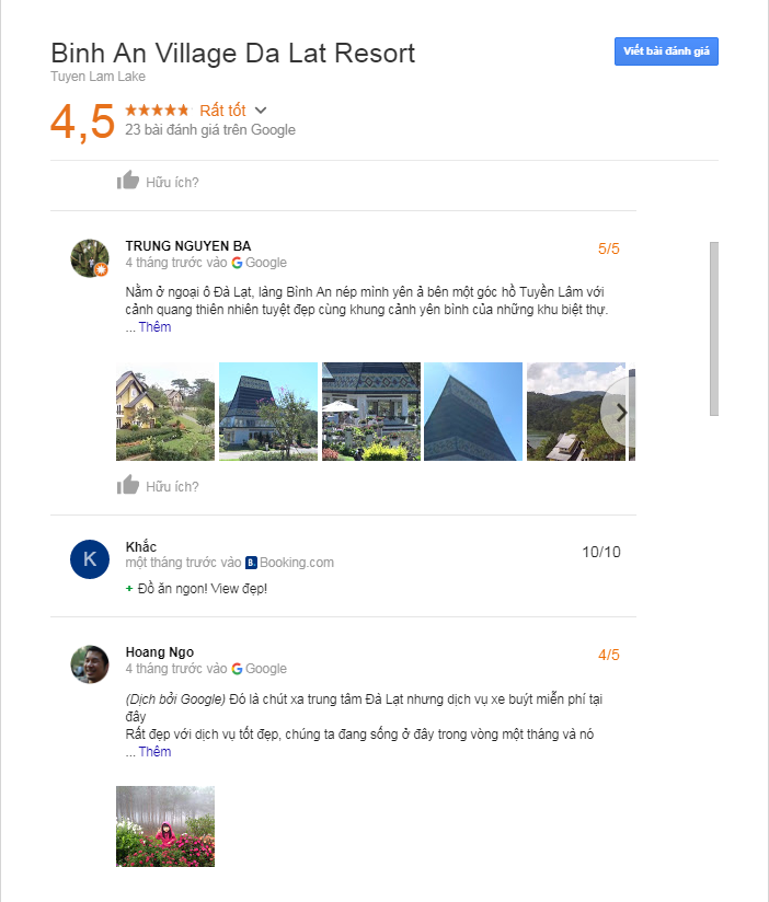 Đành giá Bình An Village Resort Đà Lạt