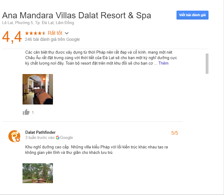Đành giá khách sạn Ana Mandara Villas Da Lat Resort & Spa