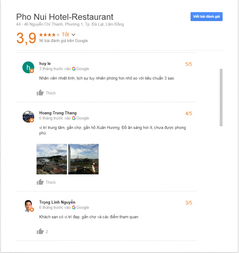 Đánh giá khách sạn Phố Núi Đà Lạt