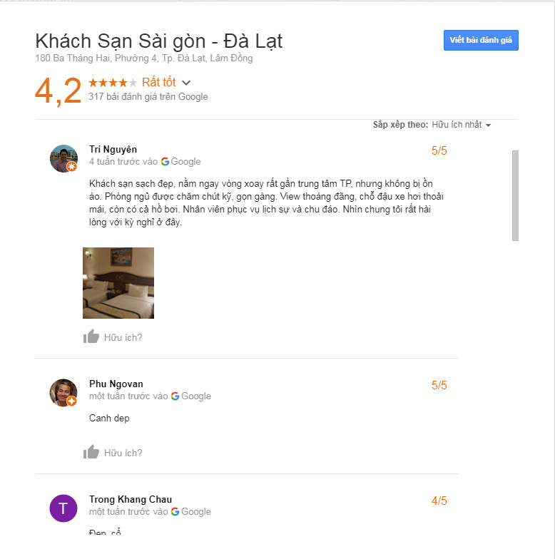 Đánh giá khách sạn sài gòn Đà Lạt
