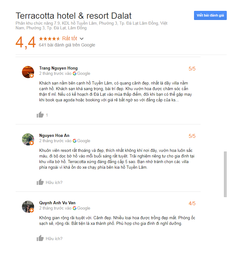 Đánh giá terracotta dalat hotel resort & spa Đà Lạt