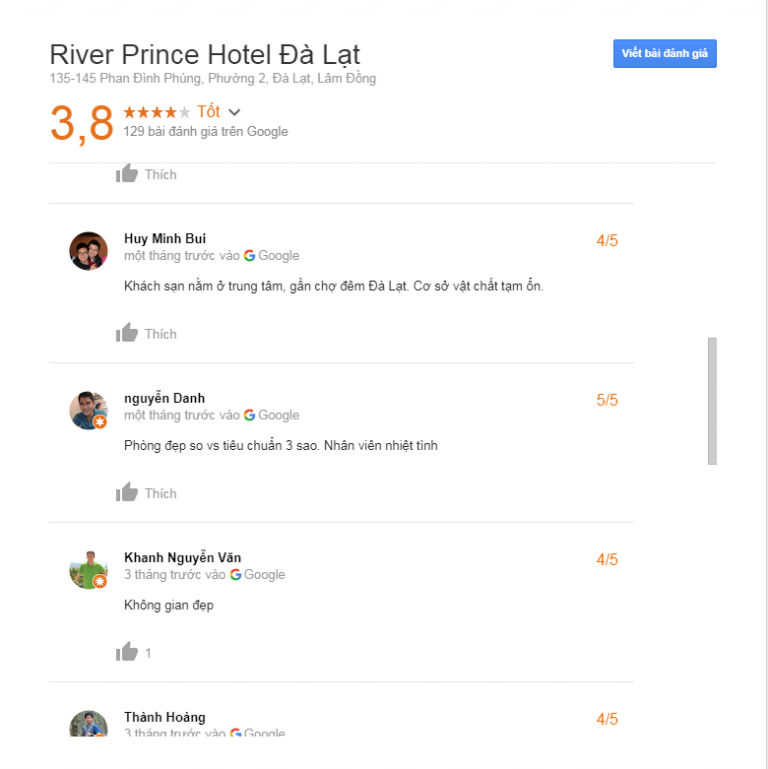 Đánh giá khách sạn River Prince Đà Lạt