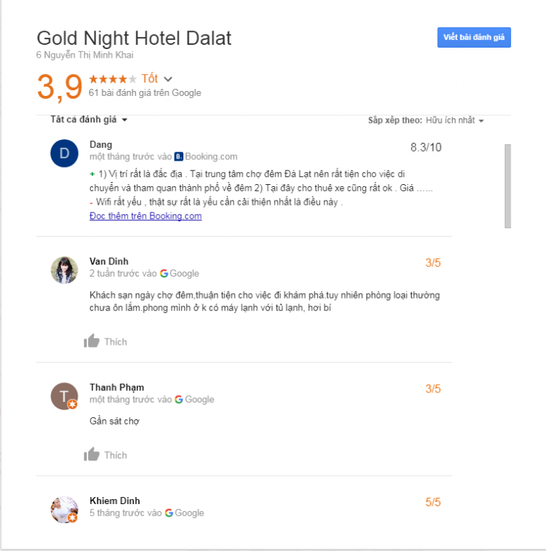 Đánh giá khách sạn Gold Night Đà Lạt