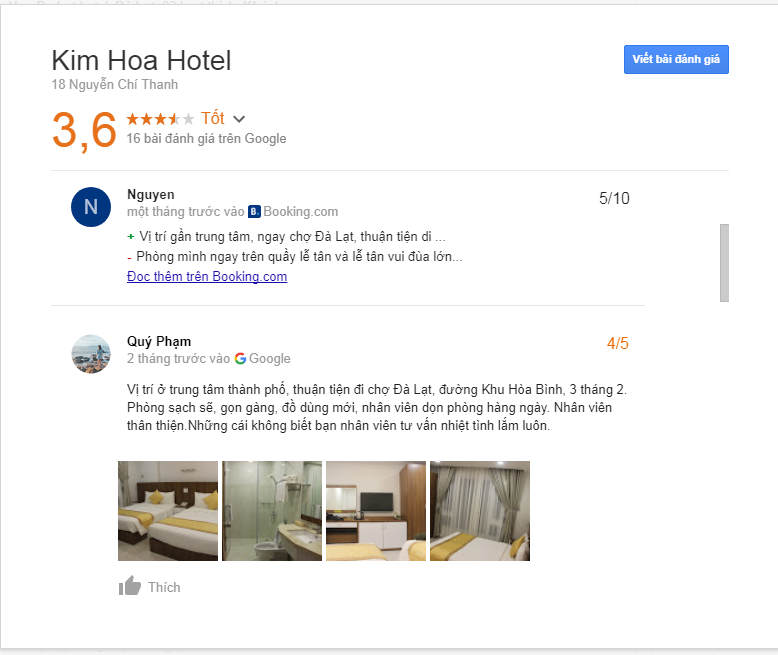 Đánh giá khách sạn Kim Hoa Đà Lạt