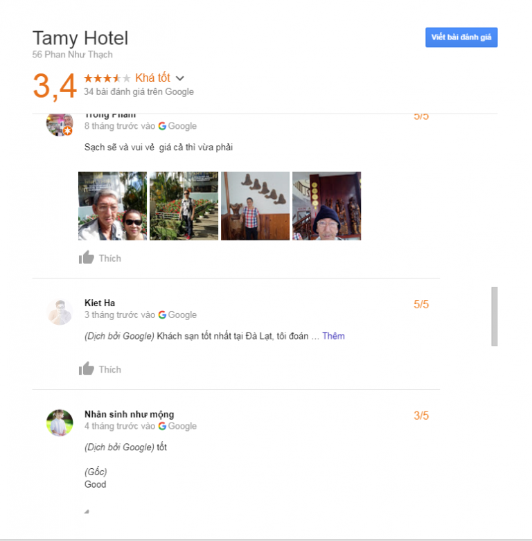 Đánh giá khách sạn Tamy