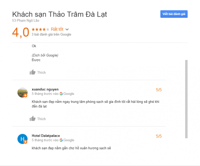 Đánh giá khách sạn Thảo Trâm Đà Lạt