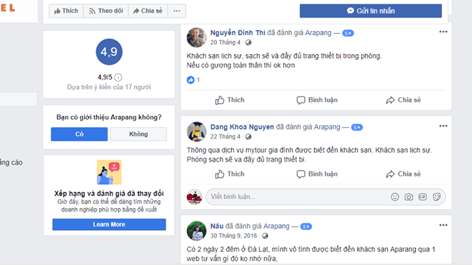 đánh giá khách sạn Arapang Đà Lạt
