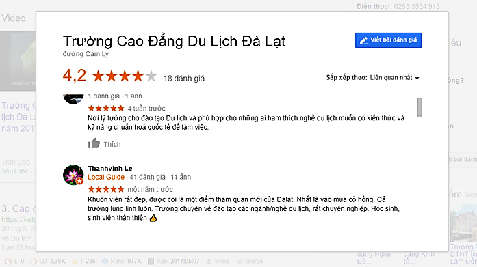Đánh giá trường cao đẳng du lịch Đà Lạt