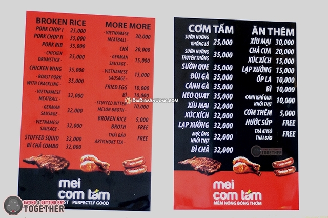 Giá cơm Tấm Mei Đà Lạt