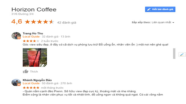 Đánh giá quán cafe harizon Đà Lạt
