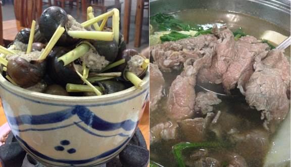 Lẩu bò tiếm quán óc nhồi thịt