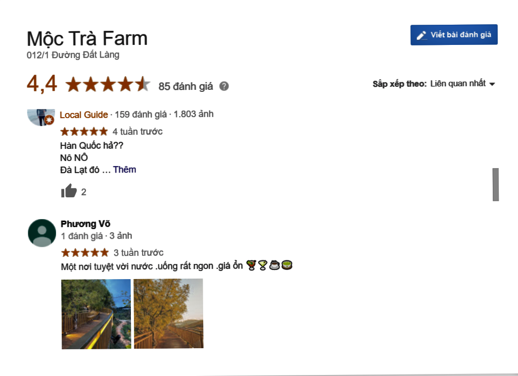 review Mộc Trà Farm Đà Lạt
