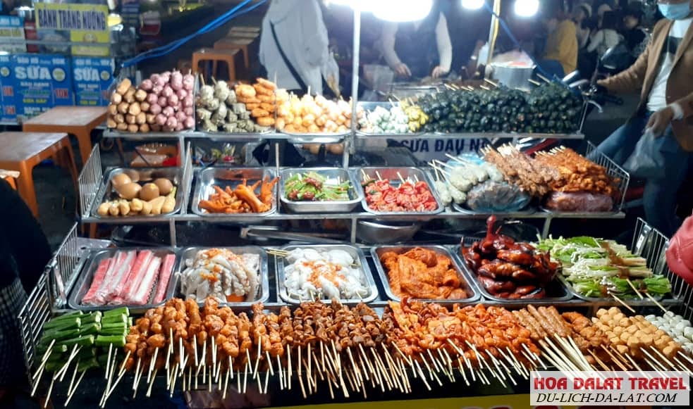 Các loại xiên nướng chợ Đà Lạt