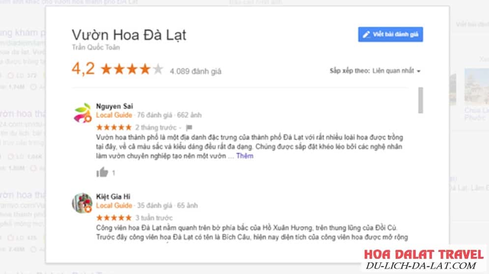 Vườn hoa Đà Lạt review