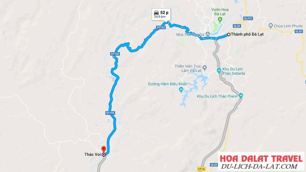 Vị trí của thác Voi Đà Lạt