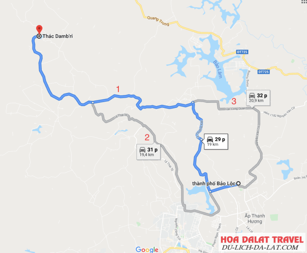 Vị trí thác Dambri Bảo Lộc