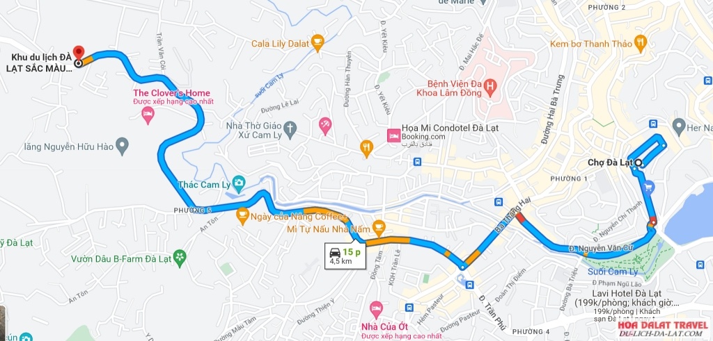 Bản đồ đường đi đến làng hoa Vạn Thành