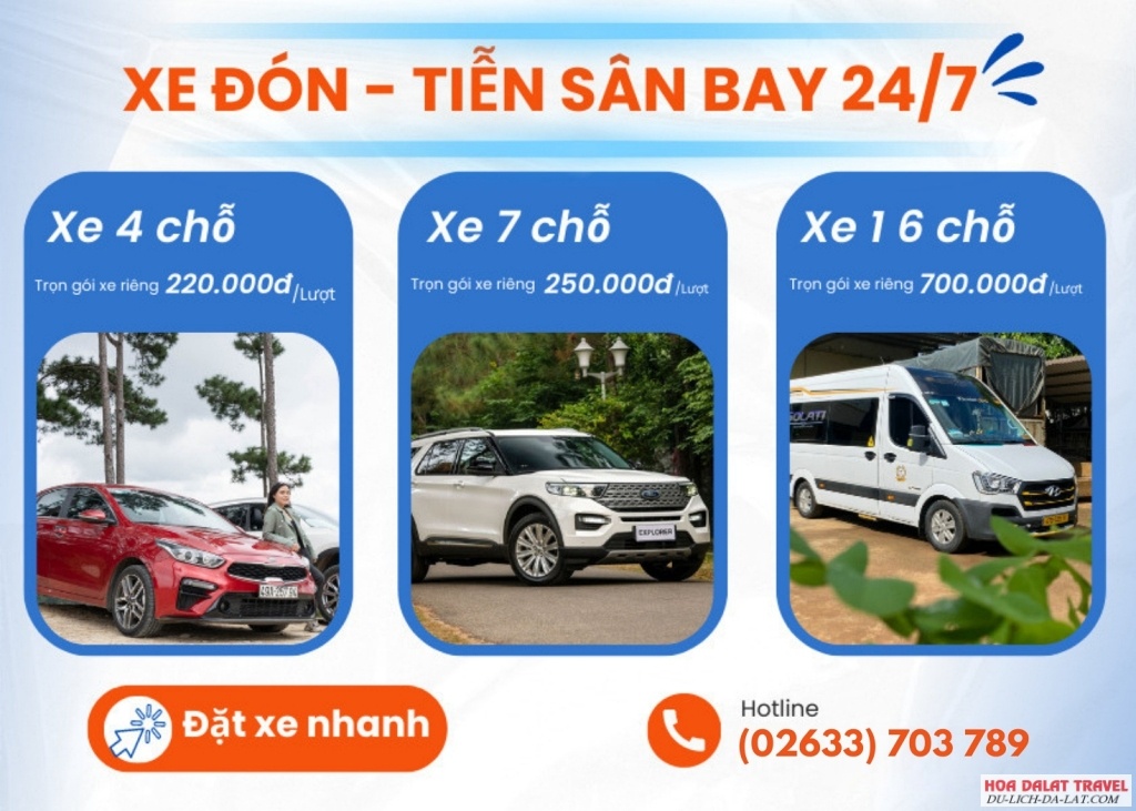 Giá vé thuê xe đưa đón sân bay Liên Khương Đà Lạt