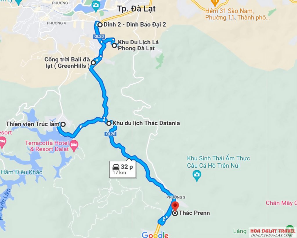 Bản đồ du lịch theo hướng đèo Prenn