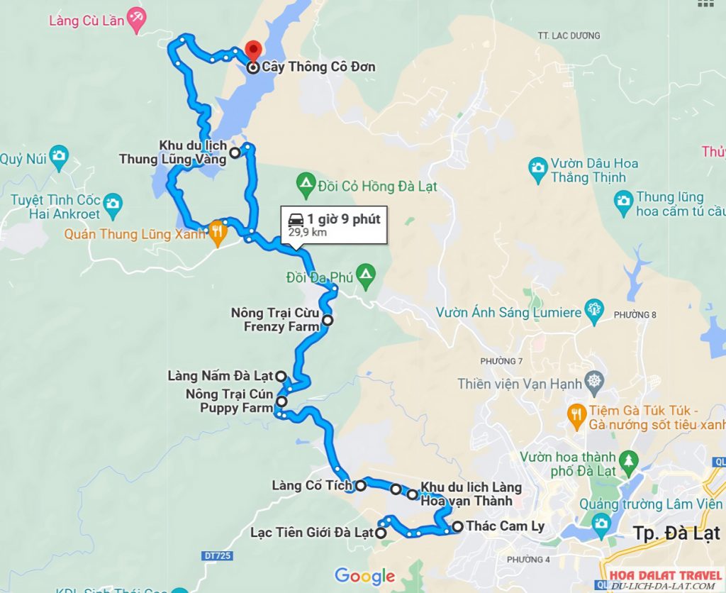 Bản đồ du lịch theo hướng đi Làng Cù Lần