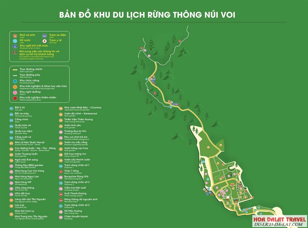 bản đồ Khu du lịch Rừng Thông Núi Voi