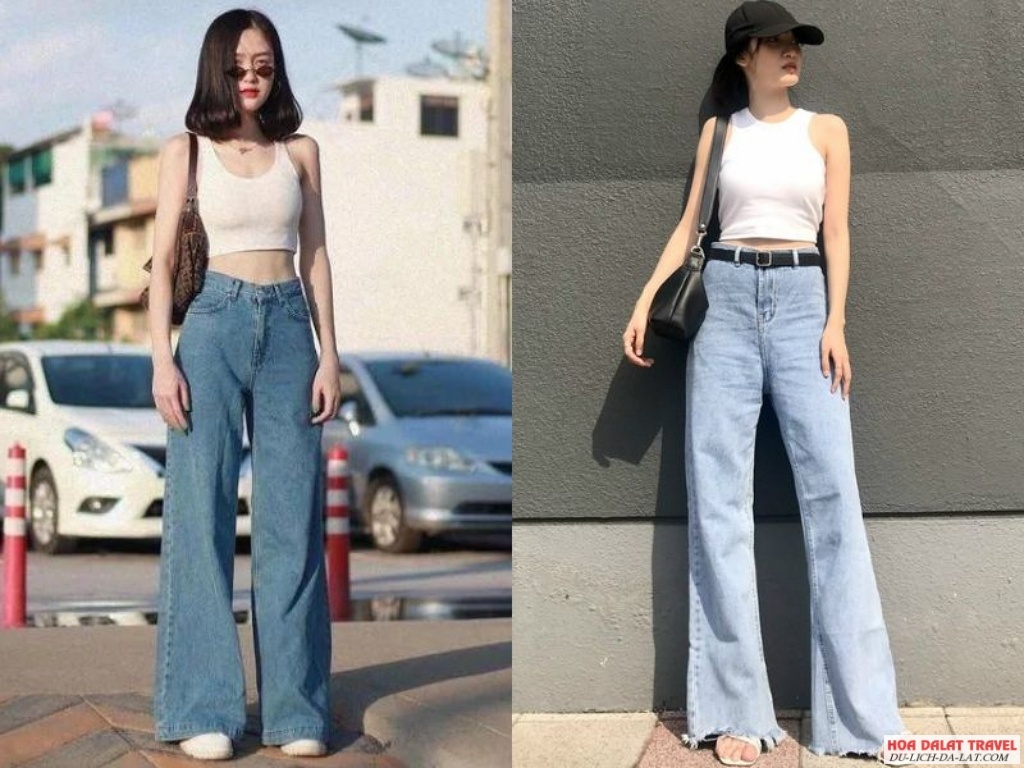 Áo croptop và quần ống suông