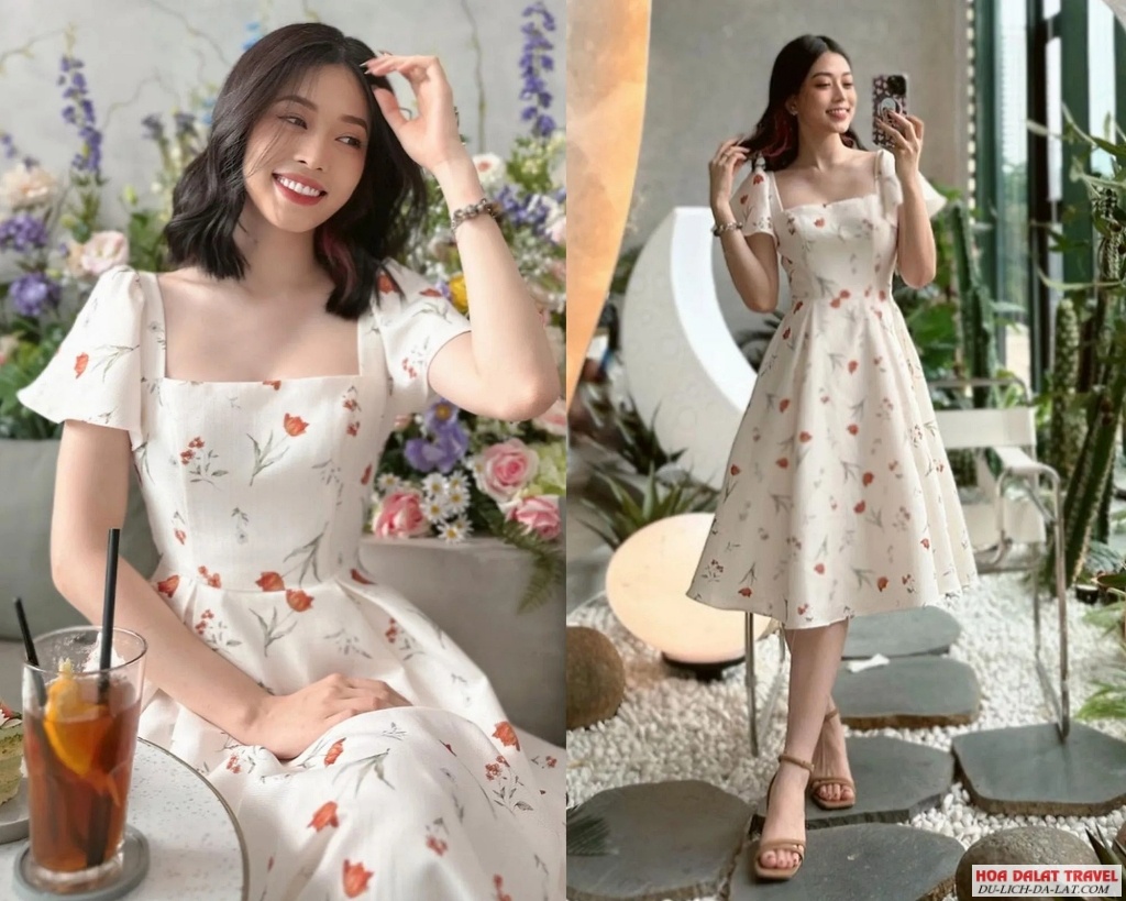 Phong cách dịu dàng với váy hoa nhẹ nhàng
