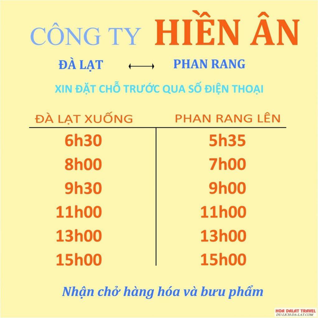 Thời gian xuất bến Nhà xe Hiền Ân