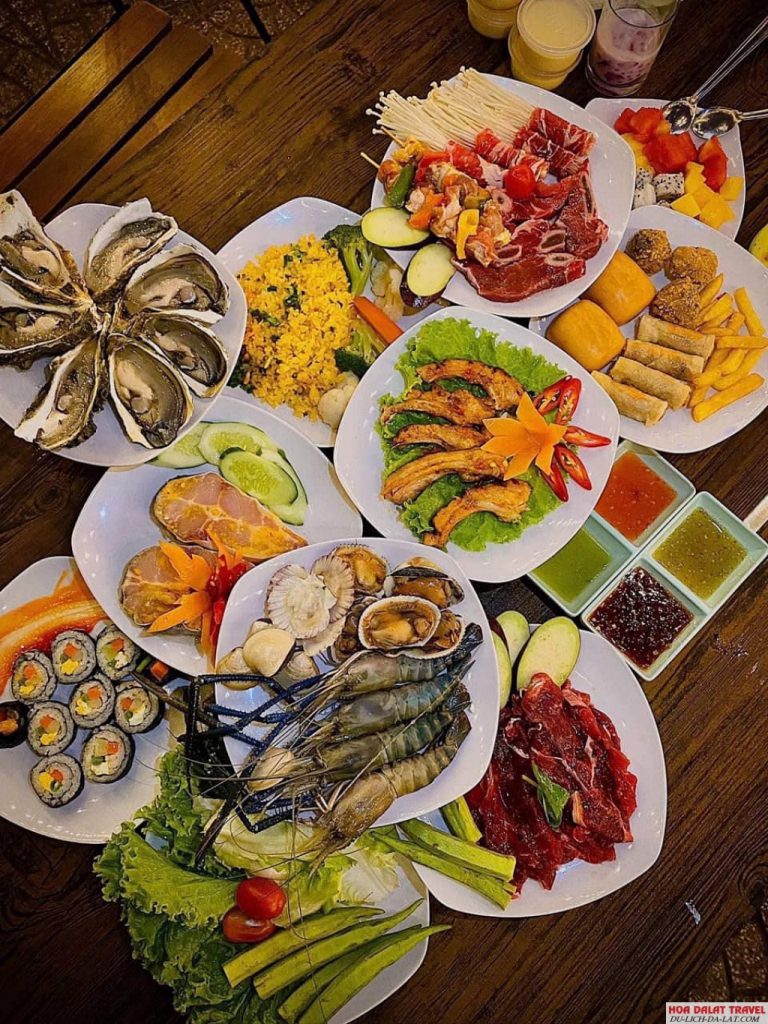 Menu đa dạng tại Ghiền BBQ - Buffet Đà Lạt