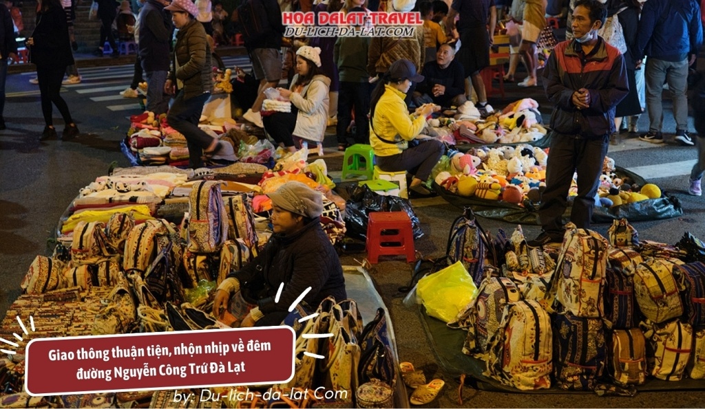 Giao thông thuận tiện, nhộn nhịp về đêm ở Đường Nguyễn Công Trứ Đà Lạt