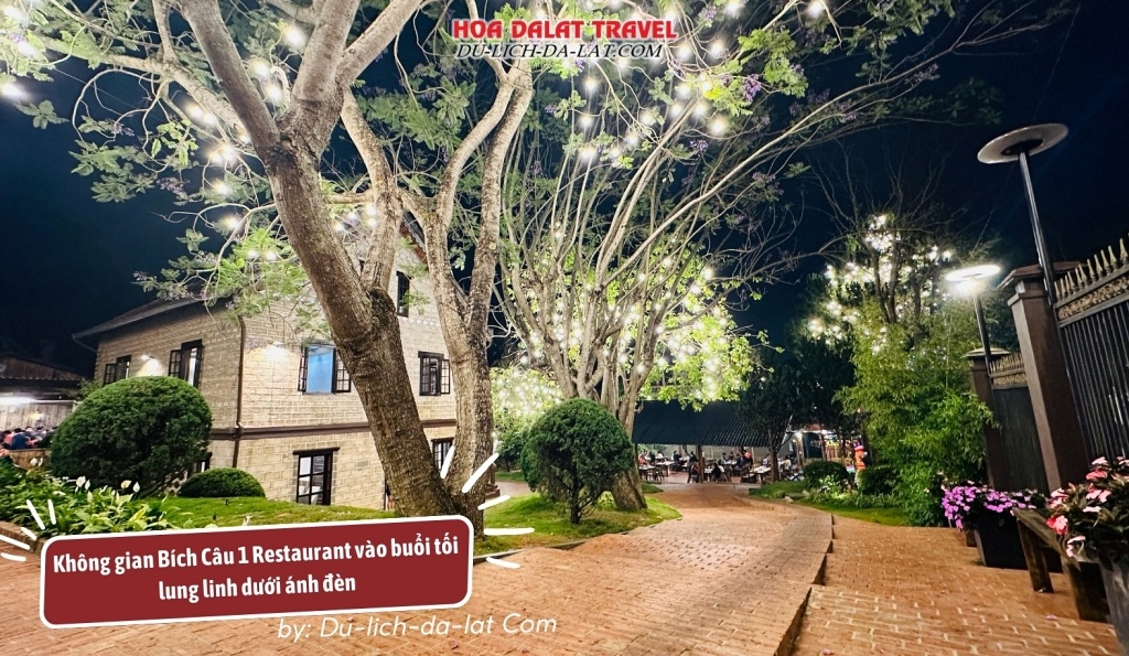 Bích Câu 1 Restaurant vào buổi tối lãng mạn và thơ mộng dưới ánh đèn